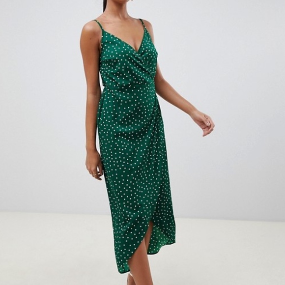ASOS Dresses & Skirts - ASOS | NWT cami wrap polka dot midi dress